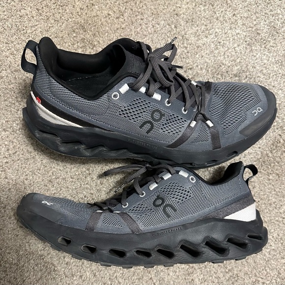 On cloud Trail Running Cloudsurfer Waterproof sneakers shoes Black Size 12 men’s - Picture 1 of 8